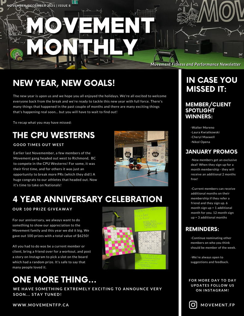 Movemebt Monthly Nov/Dec
